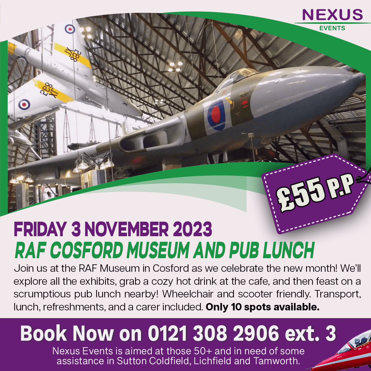 Day trip to the RAF Cosford Museum and lunch